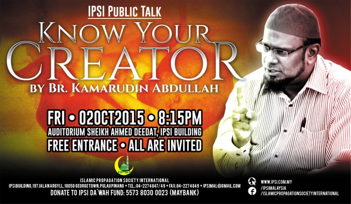 You are currently viewing Public Talk: Know Your Creator by Br. Kamarudin Abdullah